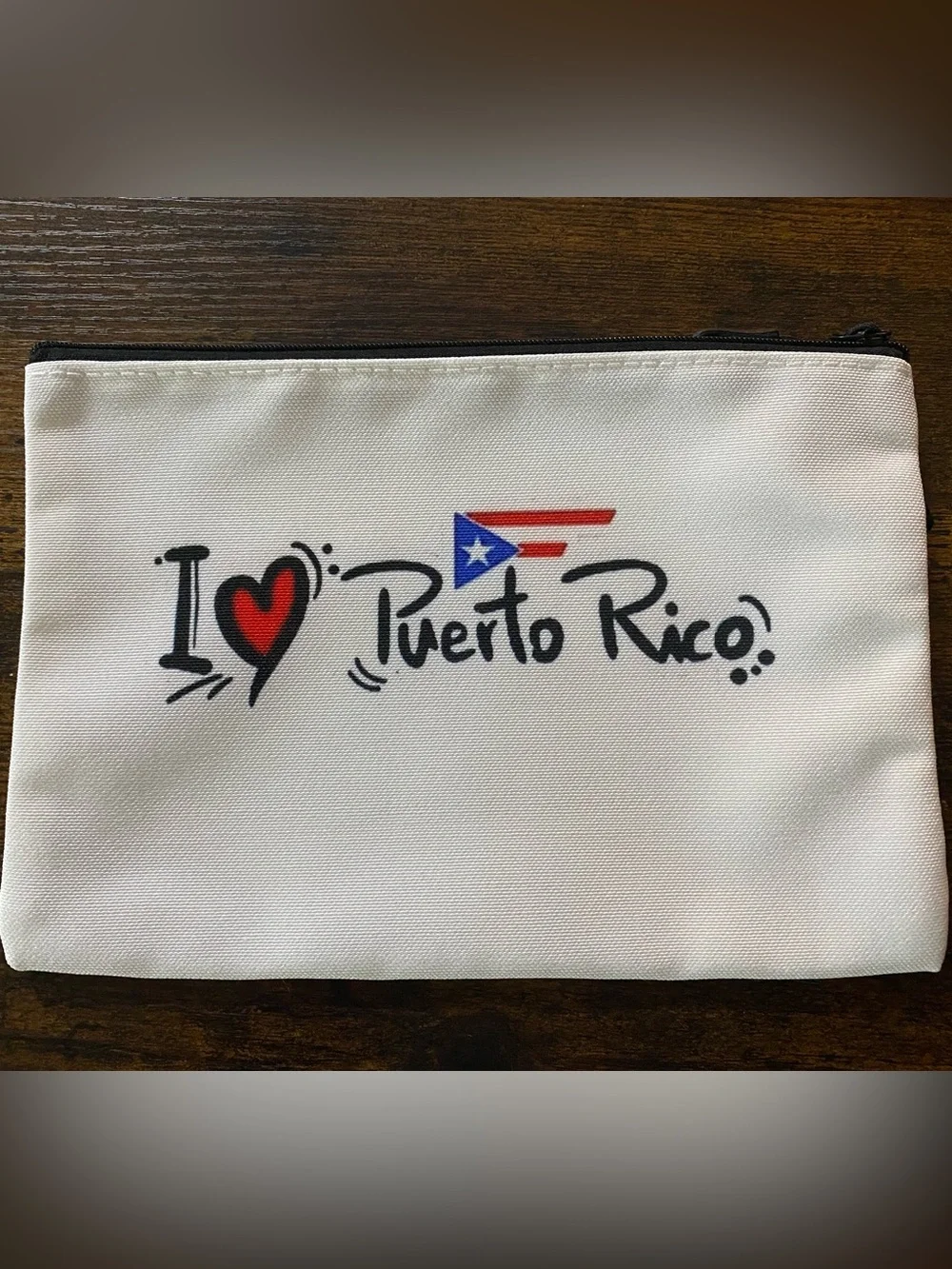 I ♥ Puerto Rico White Zip Pouch